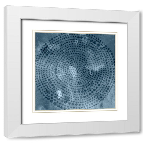 Indigo Wheel I White Modern Wood Framed Art Print with Double Matting by Zarris, Chariklia