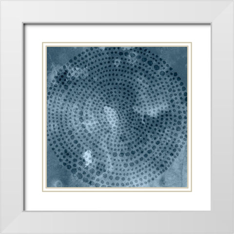 Indigo Wheel I White Modern Wood Framed Art Print with Double Matting by Zarris, Chariklia