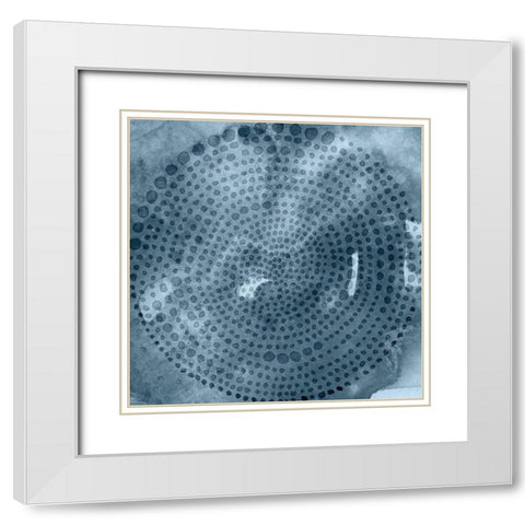 Indigo Wheel II White Modern Wood Framed Art Print with Double Matting by Zarris, Chariklia