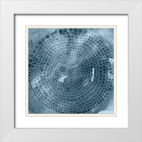 Indigo Wheel II White Modern Wood Framed Art Print with Double Matting by Zarris, Chariklia