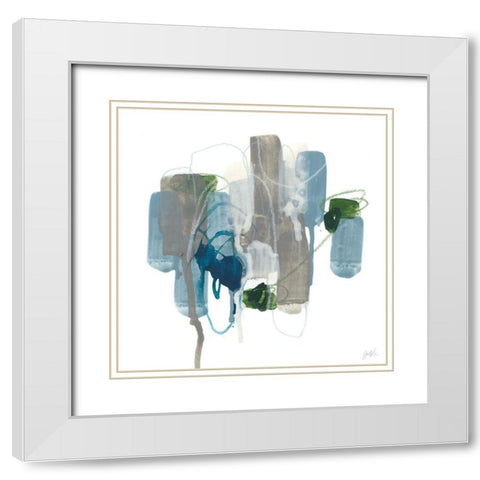 Meadow Blue II White Modern Wood Framed Art Print with Double Matting by Vess, June Erica