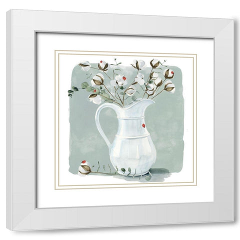 Cotton Bouquet II White Modern Wood Framed Art Print with Double Matting by Parker, Jennifer Paxton