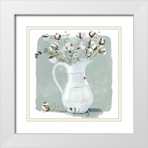 Cotton Bouquet II White Modern Wood Framed Art Print with Double Matting by Parker, Jennifer Paxton
