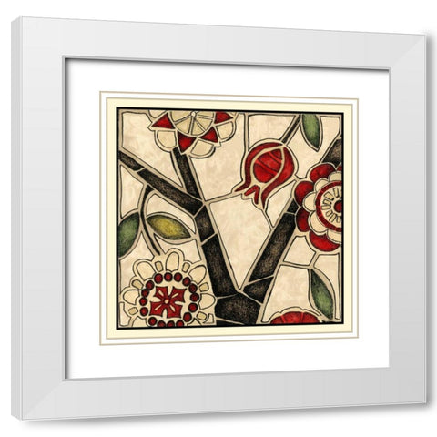 Floral Mosaic I White Modern Wood Framed Art Print with Double Matting by Meagher, Megan