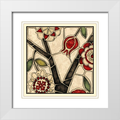 Floral Mosaic I White Modern Wood Framed Art Print with Double Matting by Meagher, Megan