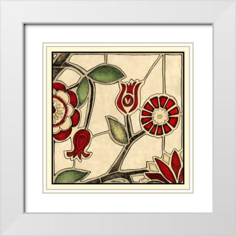Floral Mosaic II White Modern Wood Framed Art Print with Double Matting by Meagher, Megan