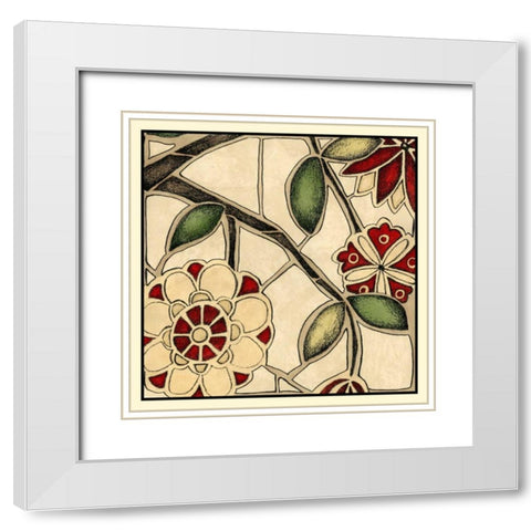 Floral Mosaic IV White Modern Wood Framed Art Print with Double Matting by Meagher, Megan