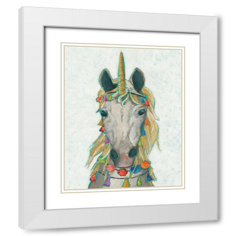 Fiesta Unicorn I White Modern Wood Framed Art Print with Double Matting by Zarris, Chariklia