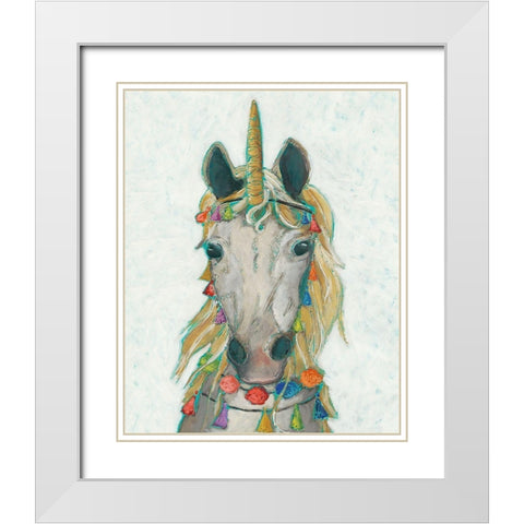 Fiesta Unicorn I White Modern Wood Framed Art Print with Double Matting by Zarris, Chariklia