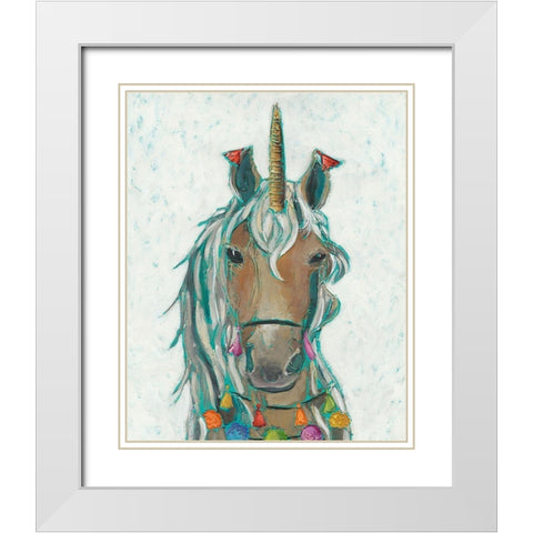 Fiesta Unicorn II White Modern Wood Framed Art Print with Double Matting by Zarris, Chariklia