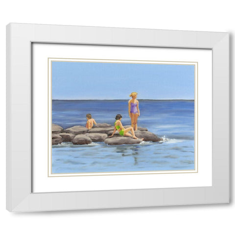 Beach Scene I White Modern Wood Framed Art Print with Double Matting by Miller, Dianne