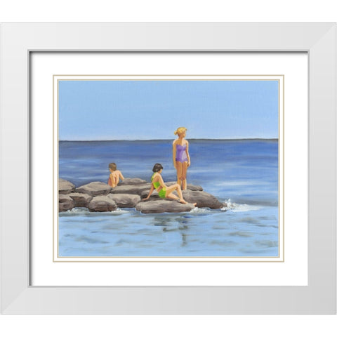 Beach Scene I White Modern Wood Framed Art Print with Double Matting by Miller, Dianne