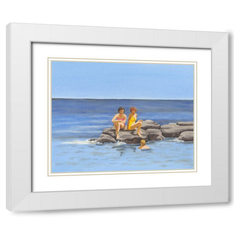 Beach Scene II White Modern Wood Framed Art Print with Double Matting by Miller, Dianne
