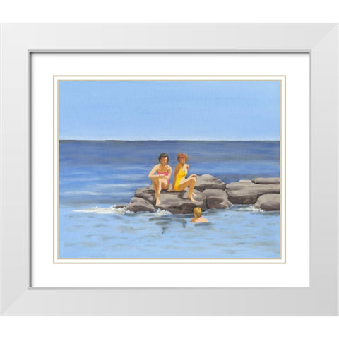 Beach Scene II White Modern Wood Framed Art Print with Double Matting by Miller, Dianne