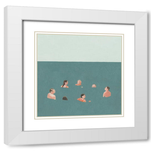 The Swimmers I White Modern Wood Framed Art Print with Double Matting by Scarvey, Emma