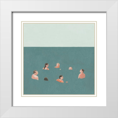 The Swimmers I White Modern Wood Framed Art Print with Double Matting by Scarvey, Emma