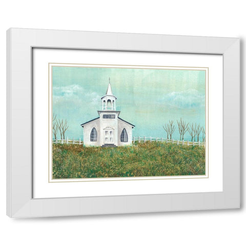 Country Church I White Modern Wood Framed Art Print with Double Matting by Moore, Regina