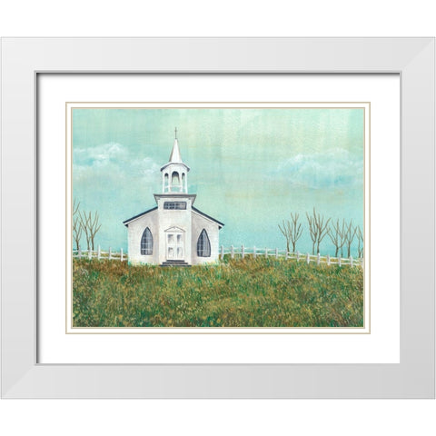 Country Church I White Modern Wood Framed Art Print with Double Matting by Moore, Regina