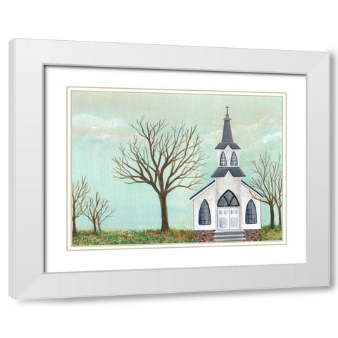 Country Church II White Modern Wood Framed Art Print with Double Matting by Moore, Regina