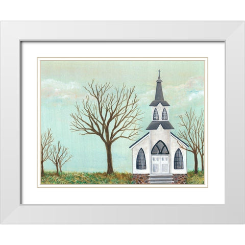 Country Church II White Modern Wood Framed Art Print with Double Matting by Moore, Regina