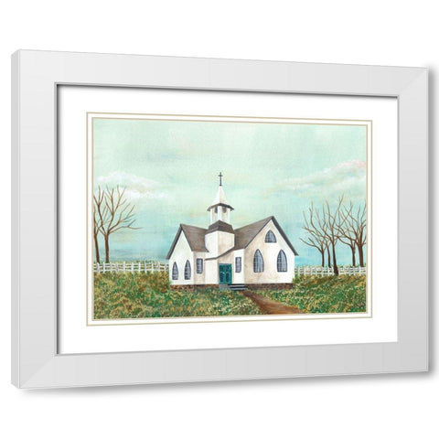 Country Church III White Modern Wood Framed Art Print with Double Matting by Moore, Regina