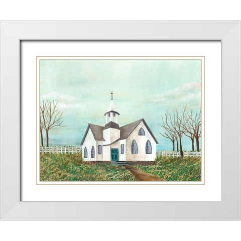 Country Church III White Modern Wood Framed Art Print with Double Matting by Moore, Regina
