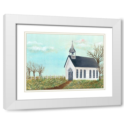 Country Church IV White Modern Wood Framed Art Print with Double Matting by Moore, Regina