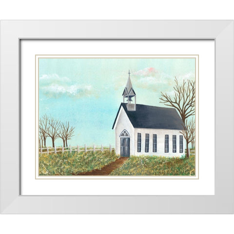 Country Church IV White Modern Wood Framed Art Print with Double Matting by Moore, Regina