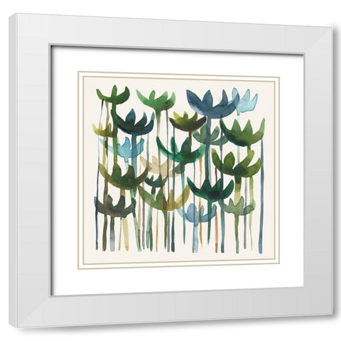 Green Garden I White Modern Wood Framed Art Print with Double Matting by Zarris, Chariklia