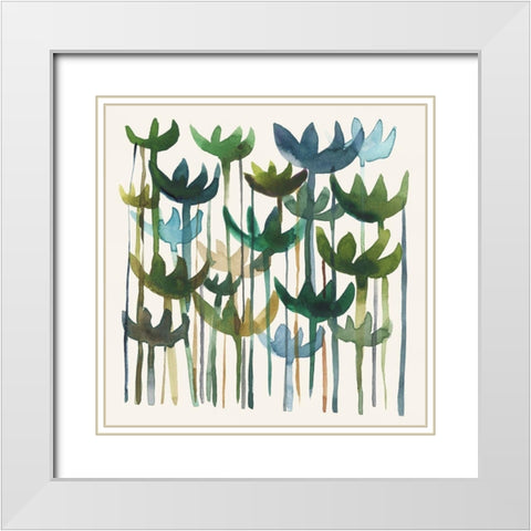 Green Garden I White Modern Wood Framed Art Print with Double Matting by Zarris, Chariklia