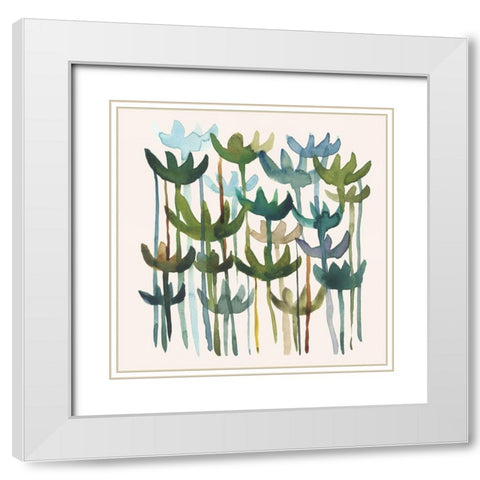 Green Garden II White Modern Wood Framed Art Print with Double Matting by Zarris, Chariklia