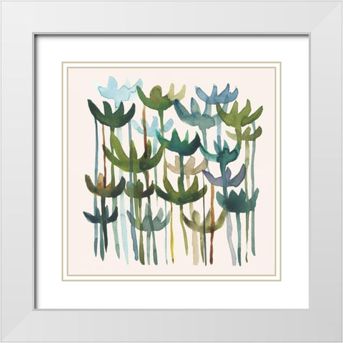 Green Garden II White Modern Wood Framed Art Print with Double Matting by Zarris, Chariklia