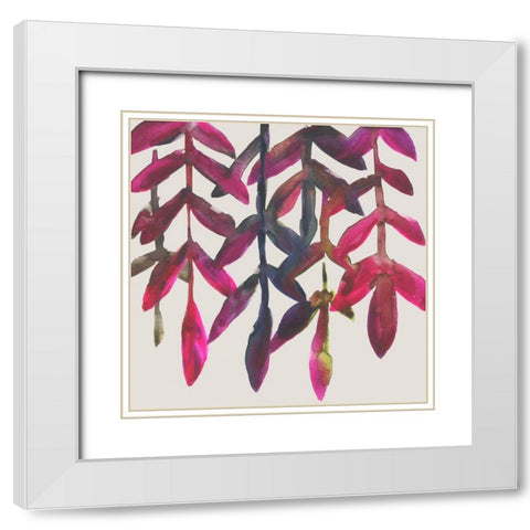 Fuchsia Vine I White Modern Wood Framed Art Print with Double Matting by Zarris, Chariklia