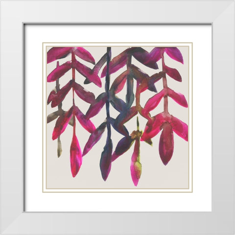 Fuchsia Vine I White Modern Wood Framed Art Print with Double Matting by Zarris, Chariklia