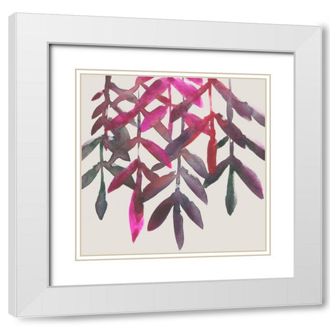 Fuchsia Vine II White Modern Wood Framed Art Print with Double Matting by Zarris, Chariklia