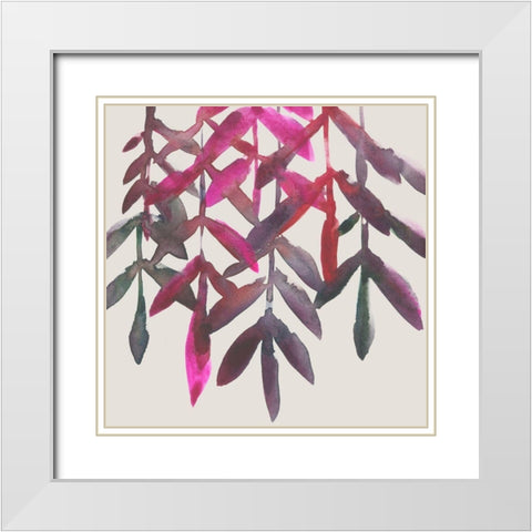 Fuchsia Vine II White Modern Wood Framed Art Print with Double Matting by Zarris, Chariklia