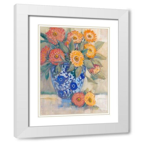 Oriental Bouquet I White Modern Wood Framed Art Print with Double Matting by OToole, Tim