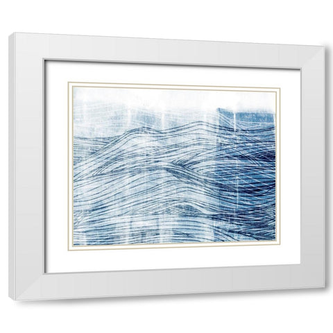 Indigo Waves I White Modern Wood Framed Art Print with Double Matting by Fagalde, Jarman