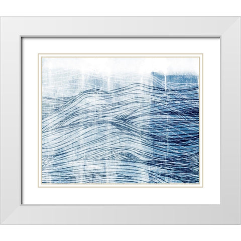 Indigo Waves I White Modern Wood Framed Art Print with Double Matting by Fagalde, Jarman
