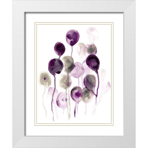 Plum Pods I White Modern Wood Framed Art Print with Double Matting by Vess, June Erica