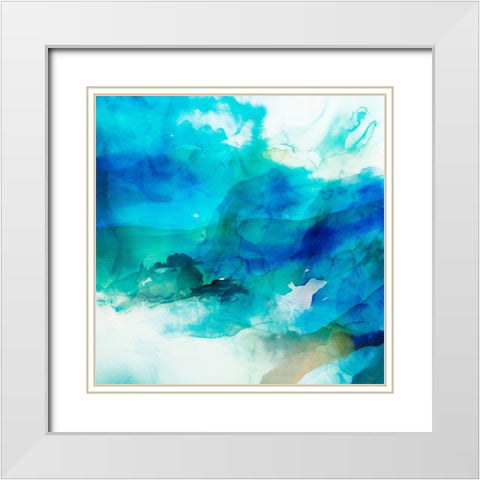 Ephemeral Blue I White Modern Wood Framed Art Print with Double Matting by Jasper, Sisa