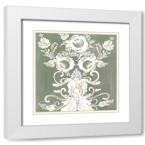 Patinaed Scroll II White Modern Wood Framed Art Print with Double Matting by Wang, Melissa