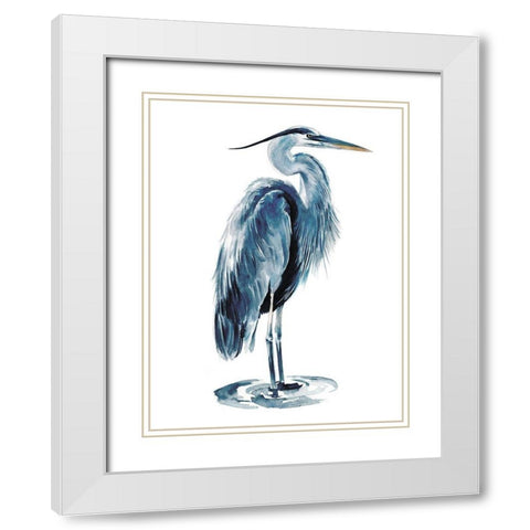 Blue Blue Heron I White Modern Wood Framed Art Print with Double Matting by Parker, Jennifer Paxton