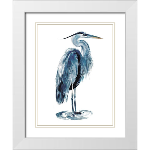 Blue Blue Heron I White Modern Wood Framed Art Print with Double Matting by Parker, Jennifer Paxton