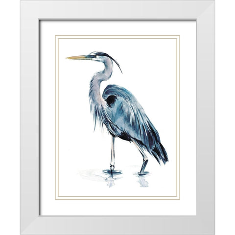 Blue Blue Heron II White Modern Wood Framed Art Print with Double Matting by Parker, Jennifer Paxton
