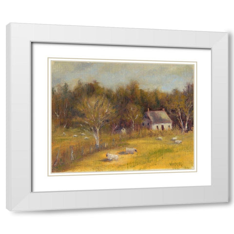Cottage Meadow I White Modern Wood Framed Art Print with Double Matting by Wendling, Marilyn