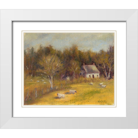 Cottage Meadow I White Modern Wood Framed Art Print with Double Matting by Wendling, Marilyn