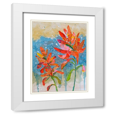 Indian Paintbrush Collage II White Modern Wood Framed Art Print with Double Matting by St. Hilaire, Elizabeth