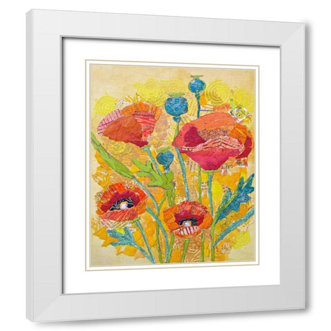 Poppy Collage II White Modern Wood Framed Art Print with Double Matting by St. Hilaire, Elizabeth