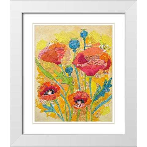 Poppy Collage II White Modern Wood Framed Art Print with Double Matting by St. Hilaire, Elizabeth